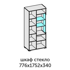 Аллегро-10 Шкаф 2дв. (со стеклом) (дуб крафт золотой-камень темный) в Губкинском - gubkinskiy.mebel24.online | фото 2
