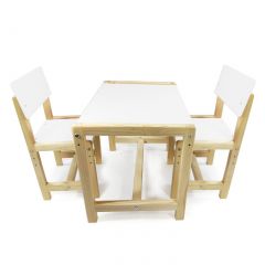 Детский растущий комплект стол и два стула  Я САМ "Лофт" (Белый, Сосна) в Губкинском - gubkinskiy.mebel24.online | фото