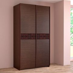ИННЭС-5 Шкаф-купе 2-х дв. 1400 (2 дв. Ф3 - венге вст. экокожа коричневый) в Губкинском - gubkinskiy.mebel24.online | фото