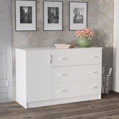 Комод Лофт (3 ящика/1 дверца) Белый в Губкинском - gubkinskiy.mebel24.online | фото
