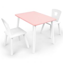 Комплект детской мебели стол и два стула Корона  (Розовый/Белый/Белый) в Губкинском - gubkinskiy.mebel24.online | фото