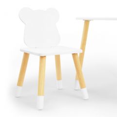 Комплект детской мебели стол и два стула Мишутка (Белый/Белый/Береза) в Губкинском - gubkinskiy.mebel24.online | фото