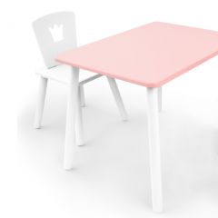 Комплект детской мебели стол и стул Корона (Розовый/Белый/Белый) в Губкинском - gubkinskiy.mebel24.online | фото 1