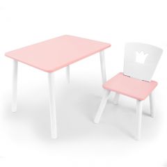 Комплект детской мебели стол и стул Корона (Розовый/Розовый/Белый) в Губкинском - gubkinskiy.mebel24.online | фото