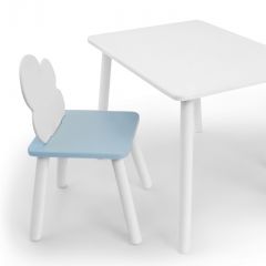 Комплект детской мебели стол и стул Облачко (Белый/Голубой/Белый) в Губкинском - gubkinskiy.mebel24.online | фото