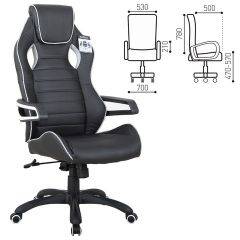 Кресло компьютерное BRABIX Techno Pro GM-003 (экокожа черное/серое, вставки серые) 531814 в Губкинском - gubkinskiy.mebel24.online | фото
