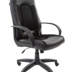 Кресло офисное BRABIX "Strike EX-525" (экокожа черная, ткань черная) 531381 в Губкинском - gubkinskiy.mebel24.online | фото