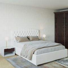 Кровать Берлин с ПМ 1400 (экокожа белая) в Губкинском - gubkinskiy.mebel24.online | фото