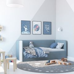 Кровать-диван Leonardo 160*70 (Голубой) + боковина в Губкинском - gubkinskiy.mebel24.online | фото 5