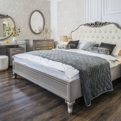 Кровать Мокко 1600 с мягким изголовьем + основание (серый камень) в Губкинском - gubkinskiy.mebel24.online | фото