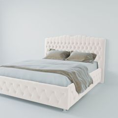 Кровать Нягань с ПМ 1400 (экокожа белая) в Губкинском - gubkinskiy.mebel24.online | фото 2