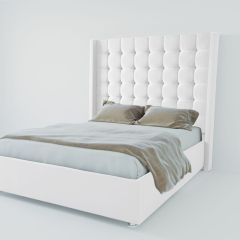 Кровать Венеция ЛЮКС с ПМ 800 (экокожа белая) в Губкинском - gubkinskiy.mebel24.online | фото 2
