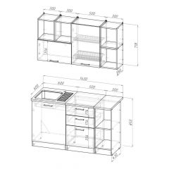 Кухонный гарнитур Ольга медиум 3 1400 мм в Губкинском - gubkinskiy.mebel24.online | фото 2