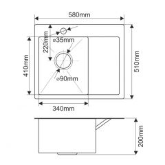 Мойка HD5851L MELANA ProfLine 3,0/200 САТИН врезная прямоугольная с коландером HD5851L в Губкинском - gubkinskiy.mebel24.online | фото 2