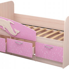 Кровать Дельфин 1,6 (Дуб молочный/фасад - Ламарти розовый) в Губкинском - gubkinskiy.mebel24.online | фото