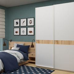 Шкаф-купе 1400 серии SOFT D6+D6+B2+PL3 (2 ящика+2штанги) профиль «Капучино» в Губкинском - gubkinskiy.mebel24.online | фото
