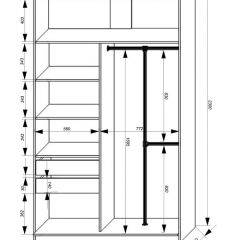 Шкаф-купе 1400 серии SOFT D8+D2+B2+PL4 (2 ящика+F обр.штанга) профиль «Графит» в Губкинском - gubkinskiy.mebel24.online | фото 3