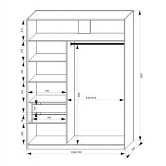 Шкаф-купе 1500 серии NEW CLASSIC K3+K3+B2+PL1 (2 ящика+1 штанга) профиль «Капучино» в Губкинском - gubkinskiy.mebel24.online | фото 3