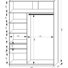 Шкаф-купе 1600 серии SOFT D1+D3+B2+PL1 (2 ящика+1штанга) профиль «Графит» в Губкинском - gubkinskiy.mebel24.online | фото 4