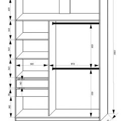 Шкаф-купе 1600 серии SOFT D8+D2+B2+PL4 (2 ящика+F обр.штанга) профиль «Графит» в Губкинском - gubkinskiy.mebel24.online | фото 2