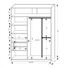 Шкаф-купе 1700 серии NEW CLASSIC K4+K4+B2+PL4 (2 ящика+F обр. штанга) профиль «Капучино» в Губкинском - gubkinskiy.mebel24.online | фото 3