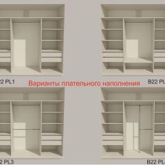 Шкаф-купе 2100 серии SOFT D5+D5+D5+B22+PL4 (по 2 ящика лев/прав+2штанги) профиль «Графит» в Губкинском - gubkinskiy.mebel24.online | фото 4