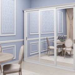 Шкаф-купе 2150 серии NEW CLASSIC K1+K1+K1+B22+PL4 (по 2 ящика лев/прав+F обр.штанга) профиль «Капучино» в Губкинском - gubkinskiy.mebel24.online | фото