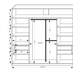 Шкаф-купе 2150 серии NEW CLASSIC K4+K4+K4+B22+PL4(по 2 ящика лев/прав+F обр.штанга) профиль «Капучино» в Губкинском - gubkinskiy.mebel24.online | фото 3