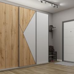 Шкаф-купе 2400 серии SOFT D2+D7+D3+B22+PL2 (по 2 ящика лев/прав+1штанга+1полка) профиль «Графит» в Губкинском - gubkinskiy.mebel24.online | фото