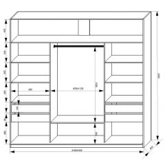 Шкаф-купе 2400 серии SOFT D2+D7+D3+B22+PL2 (по 2 ящика лев/прав+1штанга+1полка) профиль «Графит» в Губкинском - gubkinskiy.mebel24.online | фото 3
