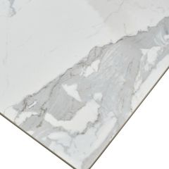 Стол CREMONA 140 HIGH GLOSS STATUARIO Белый мрамор глянцевый, керамика/ белый каркас, ®DISAUR в Губкинском - gubkinskiy.mebel24.online | фото 5