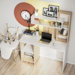 Стол компьютерный Олимп (дуб сонома/белый) в Губкинском - gubkinskiy.mebel24.online | фото 2