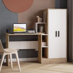 Стол компьютерный СКМ-1 ЛДСП Белый/Дуб сонома в Губкинском - gubkinskiy.mebel24.online | фото