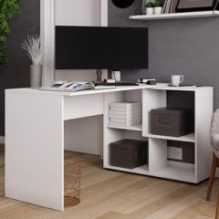 Стол компьютерный угловой СКМУ-4 Белый в Губкинском - gubkinskiy.mebel24.online | фото