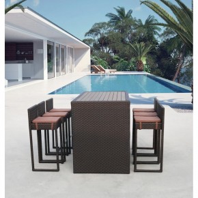 Барный комплект плетеной мебели T390AD/Y390A-W63_6Pcs Brown в Губкинском - gubkinskiy.mebel24.online | фото 1