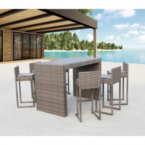 Барный комплект плетеной мебели T390GD/Y390G-W78_6Pcs Grey в Губкинском - gubkinskiy.mebel24.online | фото 1