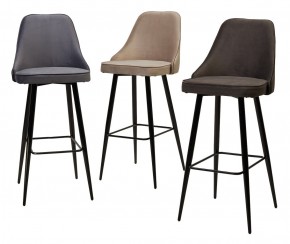 Барный стул NEPAL-BAR ГРАФИТ #14, велюр/ черный каркас (H=78cm) М-City в Губкинском - gubkinskiy.mebel24.online | фото 3