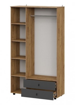 БАЙКАЛ Шкаф трехстворчатый (с ящиками) Графит/Дуб золотой в Губкинском - gubkinskiy.mebel24.online | фото 2