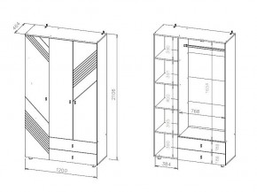БАЙКАЛ Шкаф трехстворчатый (с ящиками) Графит/Дуб золотой в Губкинском - gubkinskiy.mebel24.online | фото 3