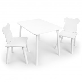 Детский комплект стол и два стула «Мишка» Rolti Baby (белый/белый, массив березы/мдф) в Губкинском - gubkinskiy.mebel24.online | фото