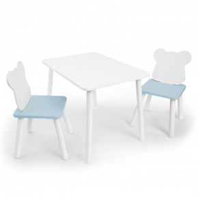 Детский комплект стол и два стула «Мишка» Rolti Baby (белый/голубой, массив березы/мдф) в Губкинском - gubkinskiy.mebel24.online | фото