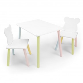Детский комплект стол и два стула «Мишка» Rolti Baby (белый/цветной, массив березы/мдф) в Губкинском - gubkinskiy.mebel24.online | фото