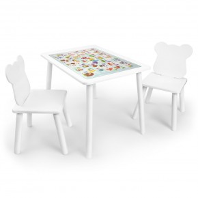 Детский комплект стол и два стула Мишка Rolti Baby с накладкой Алфавит (белая столешница/белое сиденье/белые ножки) в Губкинском - gubkinskiy.mebel24.online | фото