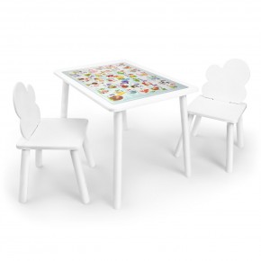 Детский комплект стол и два стула Облачко Rolti Baby с накладкой Алфавит (белая столешница/белое сиденье/белые ножки) в Губкинском - gubkinskiy.mebel24.online | фото