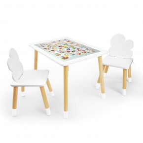 Детский комплект стол и два стула Облачко Rolti Baby с накладкой Алфавит (белая столешница/белое сиденье/береза ножки) в Губкинском - gubkinskiy.mebel24.online | фото