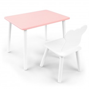Детский комплект стол и стул «Мишка» Rolti Baby (розовый/белый, массив березы/мдф) в Губкинском - gubkinskiy.mebel24.online | фото