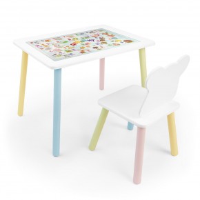 Детский комплект стол и стул Мишка Rolti Baby с накладкой Алфавит (белая столешница/белое сиденье/цветные ножки) в Губкинском - gubkinskiy.mebel24.online | фото 1
