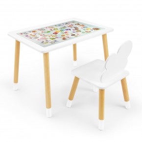 Детский комплект стол и стул Облачко Rolti Baby с накладкой Алфавит (белая столешница/белое сиденье/береза ножки) в Губкинском - gubkinskiy.mebel24.online | фото 1