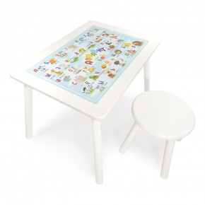 Детский комплект стол и табурет круглый Rolti Baby с накладкой Алфавит (белая столешница/белое сиденье/белые ножки) в Губкинском - gubkinskiy.mebel24.online | фото 1