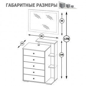 Камелия Комод + Зеркало, цвет белый, ШхГхВ 80х46,8х178 см., НЕ универсальная сборка в Губкинском - gubkinskiy.mebel24.online | фото 6